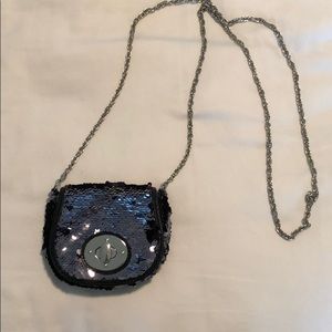 Black sequence mini cross bag